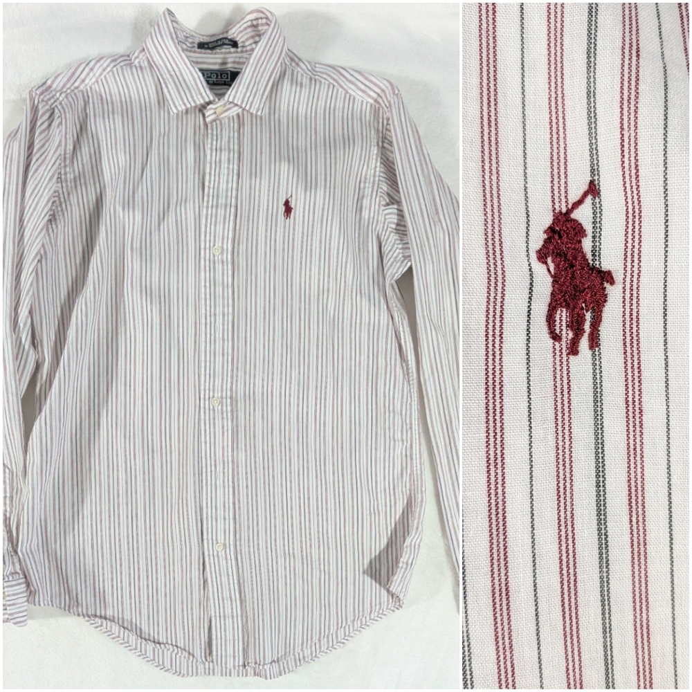 Polo Ralph Lauren 100% Cotton Striped Long Sleeve Collared Shirt Size Boys 20 XL